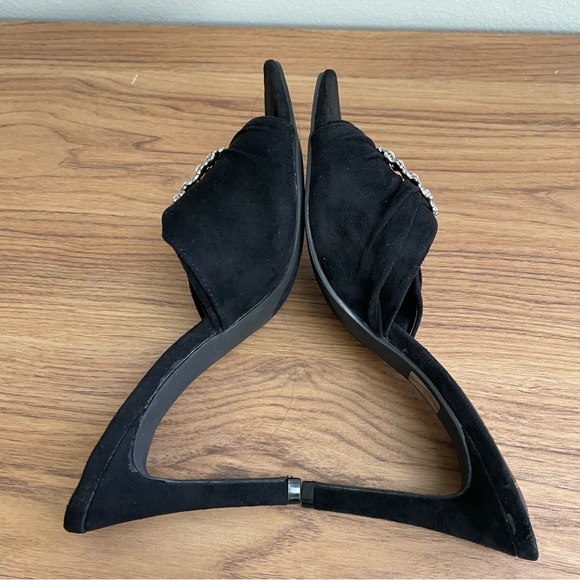 Lulu’s heels pointed toe rhinestone faux suede Ceciley size 6 - Picture 4 of 6